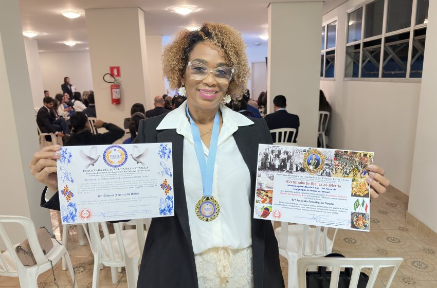  Diretora do SIEMACO-SP, Andréa Ferreira recebe o título de Embaixadora Cultural da Paz